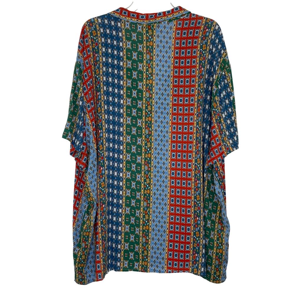 Asos Stripped Color Block Print Flowy Button Down… - image 6